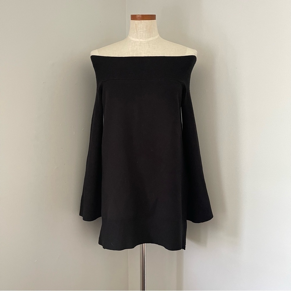 Anthropologie black Elise Off the Shoulder sweater Tunic size medium